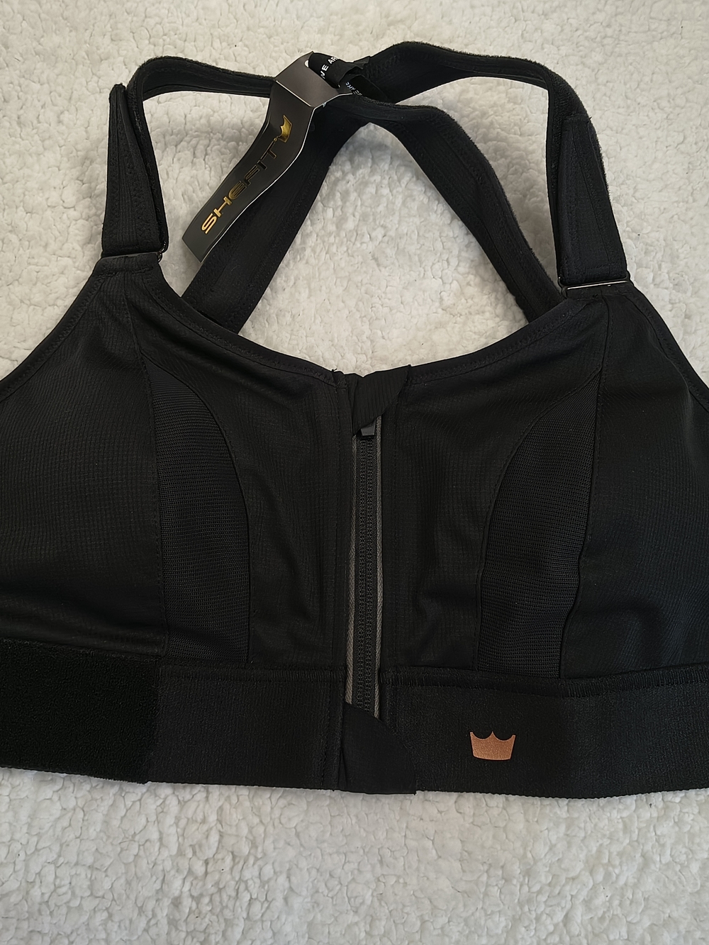Shefit Sports Bra L1 Luxe High Impact Front Zip Black Adjustable Gym Workout NEW - Picture 8 of 16